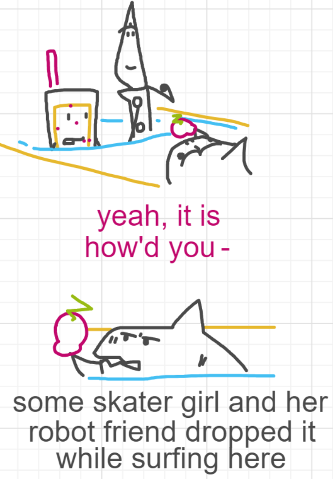 A panel from Running Duos, episode four of the Board Boards object show by Furretwalk/WalkingFurret.